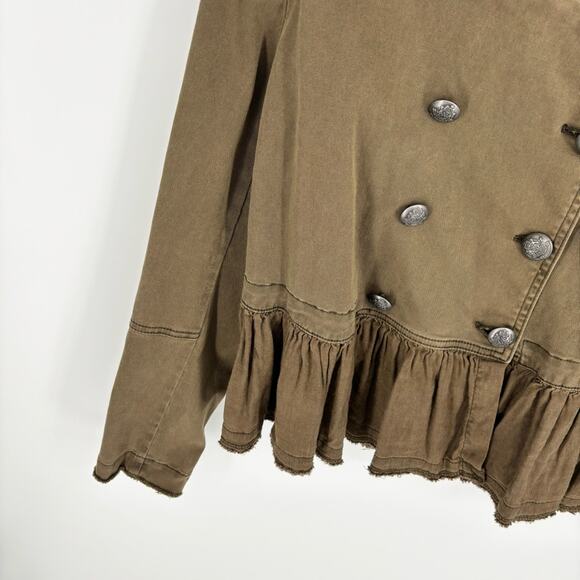 Free People Military Crop Ruffle Jacket Size Small - Picture 5 of 13